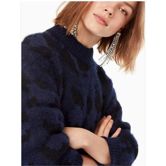 Kate Spade Blue Animal Print Alpaca Sweater NWT - Picture 3 of 7